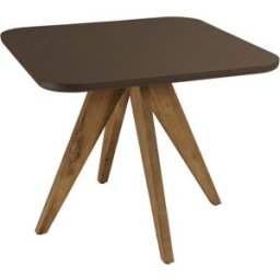 MACABANE Mesa de comedor cuadrada 90x90 cm, efecto hormigón marrón