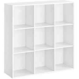 VASAGLE Librería de 9 compartimientos para sala de estar de color blanco