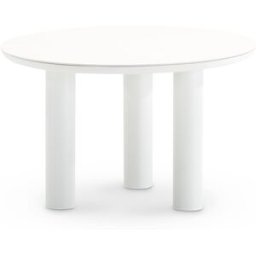 Defora Home Mesa comedor jardin D120x74 sobre imitacion piedra blanco