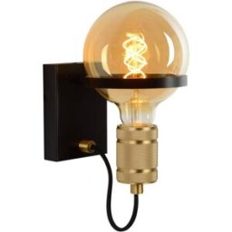 Lucide Lámpara de pared de acero 1xe27, negro