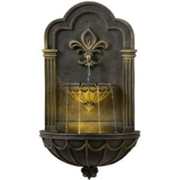 Teamson Fuente pared Fleur-De-Lis exterior LED, 80cm, Negro