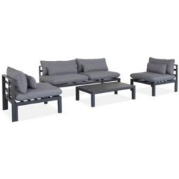 sweeek Conjunto de jardín de aluminio, 4 plazas, antracita