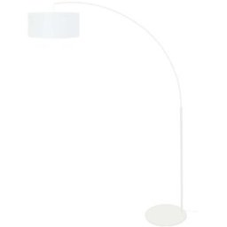 Tosel Lámpara de pie arco metal blanco pantalla tejido blanco