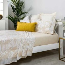 Cotton Artean Juego de sábanas 100% algodón orgánico beige 270x260 Cama 180