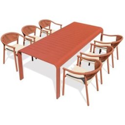 dcb garden Conjunto de comedor de jardín para 6 personas de aluminio terracota