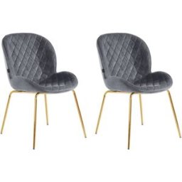 Loft24 Juego de 2 sillas de comedor tapizadas en terciopelo gris