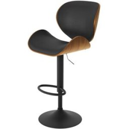Maison Pavane Silla de bar ajustable 63/84 cm en cuero artificial negro