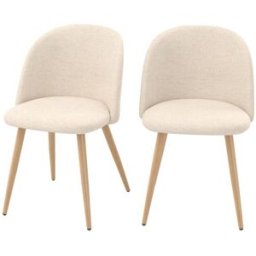 Maison Pavane Juego de 2 sillas de tela beige con patas de metal