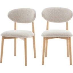 Drawer Conjunto de 2 sillas de tela bouclette y madera - beige