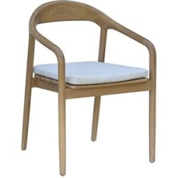 BERAH GETAH Sillón de jardín de teca maciza con cojín crudo