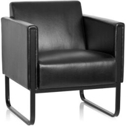 hjh OFFICE Sillón tapizada piel sintética negro
