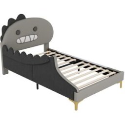 Urban Meuble Cama infantil Dinosaur 90x200 cm en PU gris