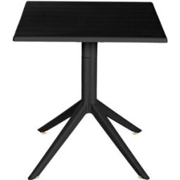NIYLO Mesa de jardín de polipropileno reciclado negro 70x70x75 cm