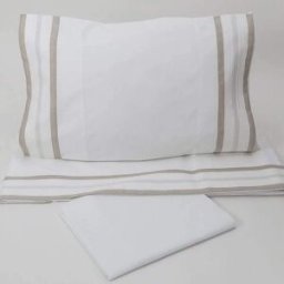 Casa da Laura Sábanas 100% algodón 200 hilos pregas marrón cama 150/160 1 almohada