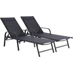Habitat & Jardin Juego de 2 tumbonas negro l193