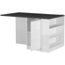 Dmora Isla de cocina efecto madera blanco brillante, pizarra 160x90h90 cm