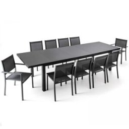 Oviala Mesa de jardín extensible de 256-320 cm 10 plazas