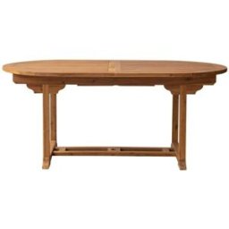 Tikamoon Mesa de jardín ovalada y extensible de acacia maciza para 7/9 personas
