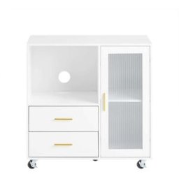 SoBuy Organizador de oficina con ruedas blanco