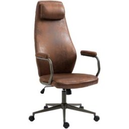 CLP Silla de oficina ajustable giratorio ergonómico en simil cuero coñac