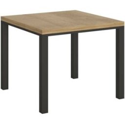 Itamoby Mesa tipo libro 90x90/180 cm efecto madera roble natural, hierro