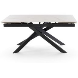 Konte.Design Mesa extensible de cerámica blanca efecto Calacatta Oro 160-240 cm