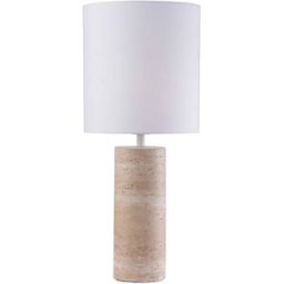 Unique Lámpara de mesa travertino color natural claro, blanco
