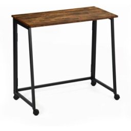 Meubles Cosy Escritorio plegable con ruedas, mesa de oficina marrón