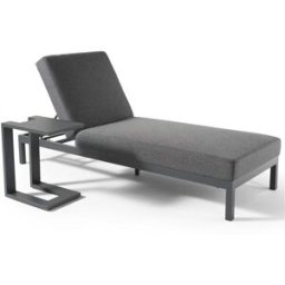 Oviala Conjunto de tumbonas con mesa auxiliar de aluminio gris