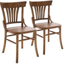 Oviala Conjunto de 2 sillas estilo escandinavo en madera de olmo oscuro