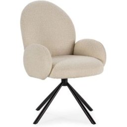 Drawer Silla de oficina de tela rizada y metal - beige