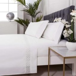 Cotton Artean Juego de sábanas percal algodón 200 hilos BLANCO 270x260 Cama 180