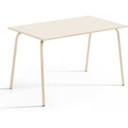 Oviala Mesa de jardín de acero de 120 x 70 cm marfil