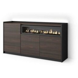 Skraut home Aparador efecto madera roble y negro 156x37x80cm chimenea efecto fuego