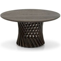 WOODEK Mesa de centro redonda de roble macizo ø80 cm, espresso mate