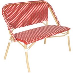 Oviala Banco de jardín en aluminio y ratán sintético blanco y rojo