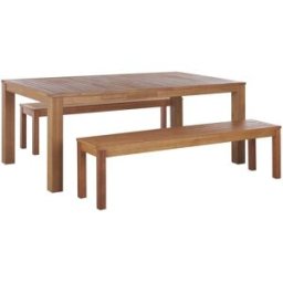 Beliani Conjunto de comedor 6 personas de madera marrón