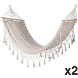 NIYLO Conjunto de 2 hamacas blancas de algodón, 100x200x5 cm