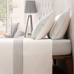 Casa da Laura Sábanas franela 100% algodón cuadrado de vichy gris cama 105 1 almoh