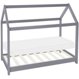 ML-Design Cama infantil 70x140cm gris claro con colchón de espuma fría