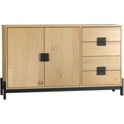 Venprodin Aparador 2 puertas 4 cajones en pino diseño amplio y elegante