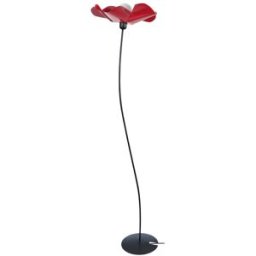 Tosel Lámpara de pie columna metal negro pantalla rojo