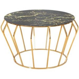 Mauro Ferretti Mesa de centro de metal dorado con tapa redonda ø 78x44,5 cm