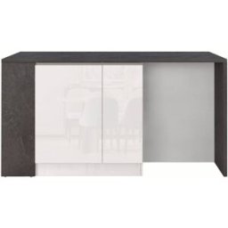 Whous Isla de cocina 2 puertas 168 cm efecto madera blanco/gris piedra