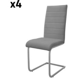 ML-Design 4x Sillas de comedor basculantes, imitación cuero gris, respaldo alto