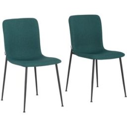 Loft24 Juego de 2 sillas de comedor tapizadas en tela verde