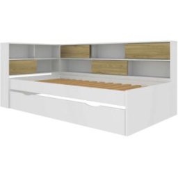 ID Kids Cama nido con cajon y colchon blanco y madera 90x190 cm