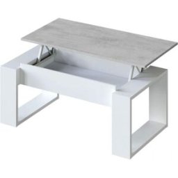 duehome Mesa de centro elevable melamina blanco artik - gris cemento
