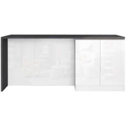 Whous Isla de cocina 4 puertas 200 cm efecto madera blanco/gris piedra