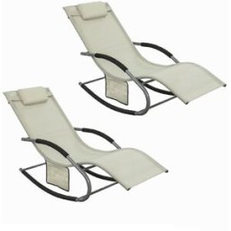 SoBuy 2x muebles de jardin mecedora silla tumbona de exterior reclinable